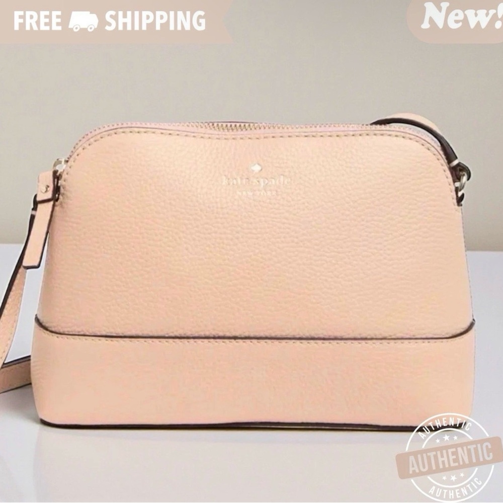 Kate Spade Hanna Crossbody Bag Womens Warm Cement Pebbled Leather Purse WKRU7110
